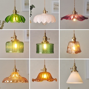 Lampe suspendue en verre vintage, abat-jour élégant en ambre, lampe à <span class=keywords><strong>suspension</strong></span> en laiton E27, éclairage décoratif de plafond pour l'intérieur résidentiel - Product Image 6