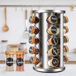 20 Jar Kitchen Organization Rotating Spice Rack Stand Countertop Seasoning Spice Tower Rack Organizer Spice <b>Storage</b> Holder Shelf - Product Image 6