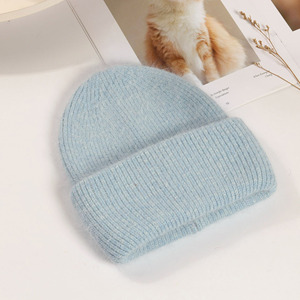 Bonnet en laine de <span class=keywords><strong>lapin</strong></span> <span class=keywords><strong>angora</strong></span> tricoté thermique épais de luxe personnalisé, à la mode pour l'hiver, vente en gros - Product Image 6