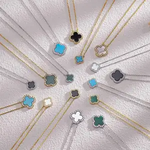 Gioielli di trifoglio raffinato famoso marchio di quadrifoglio 925 di design collana di trifoglio in argento Sterling bracciale orecchini gioielli Set