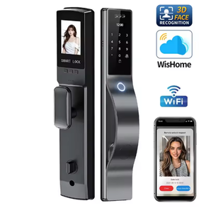 Serrure de porte automatique électronique biométrique à empreintes digitales en alliage d'aluminium, compatible avec l'application <span class=keywords><strong>Tuya</strong></span>, Wi-Fi, reconnaissance faciale 3D, carte mémoire, cloud - Product Image 1