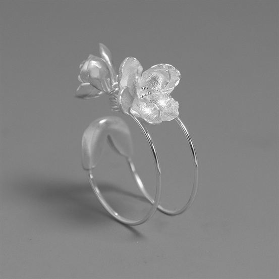 Beautiful Jasmine Flower 925 Sterling Silver Adjustable Ring