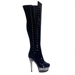 Stivali <span class=keywords><strong>Alti</strong></span> da Donna con Plateau 15cm, <span class=keywords><strong>Neri</strong></span>, Sopra il Ginocchio, per Pole Dance e Spettacoli, Stagione Invernale - Product Image 6