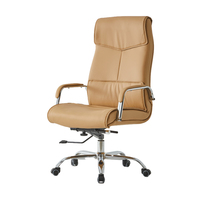 Chaise de bureau de direction à dossier haut en cuir PU, pivotante et inclinable, avec base chromée pour bureau de direction