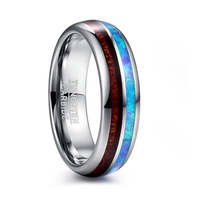 Alin 8MM IP Black Turquoise Antler Abalone Inlay Rose Gold Plated Tungsten Carbide Rings pour Hommes Classic Style Jewellery