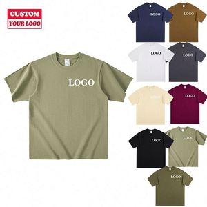 Men's 100% Cotton Custom Logo Long Knitted Oversized T-<strong>Shirt</strong> 400Gsm Heavy Weight - Product Image 1