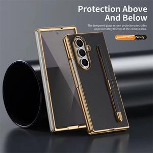 Funda de Teléfono con Textura de Fibra de Carbono para Samsung Z Fold 7 6 5 4 3, con Lápiz Óptico, Película de Vidrio Templado y Protección Antigolpes - Product Image 5