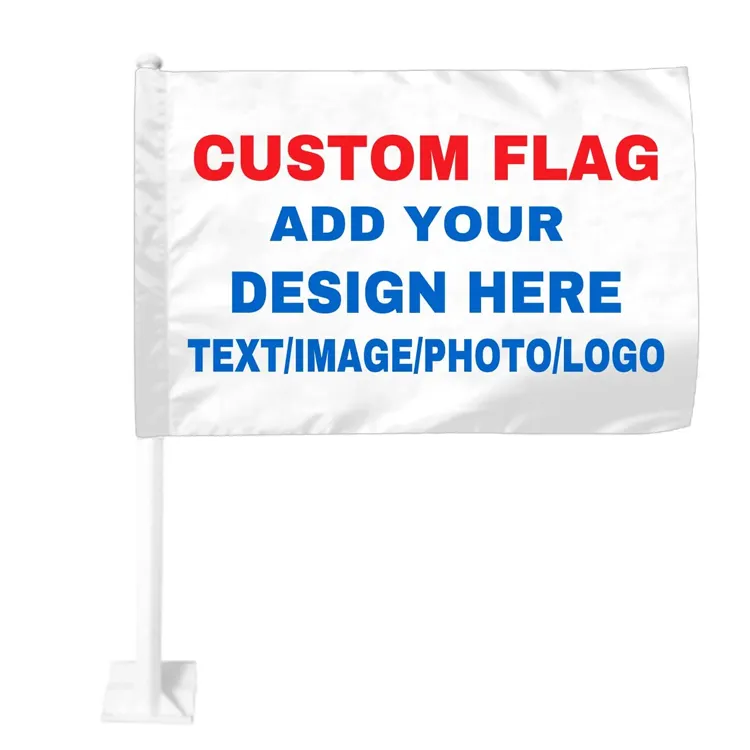 Wholesale 12x18inch Car Flag Pole Holder Single Double Sided Blank Sublimation Car Window Flag