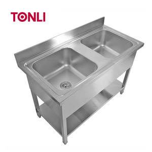 Évier double moderne en acier inoxydable avec pare-éclaboussures, idéal pour l'équipement hôtelier et de restauration - Offre Spéciale - Product Image 3