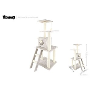 Albero per gatti Tommy Cat Tree 112 cm a tre livelli con scala e casetta per gatti - Product Image 1