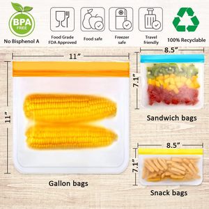 Reusable Sandwich <b>Bags</b> Reusable Snack <b>Bags</b> BPA Free <b>Bags</b> Non-woven Free Plastic for Food Travel Leakproof Silicone Kitchen - Product Image 2