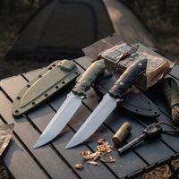 DIY Feststehende Klinge Bushcraft-Messer 4CrMoV Stahl ABS-Griff Camping Überlebensmesser Individuelles Logo 3,0mm 18cm Outdoor-Messer Maßanfertigung Großhandel