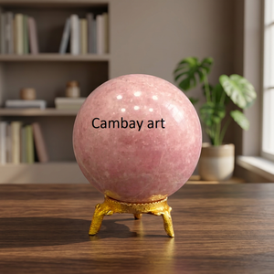 Sphère de cristal de thulite rose CAMBAY ART, polie et gravée, cadeaux d'affaires Feng Shui, énergie positive, guérison, vente chaude - Product Image 3