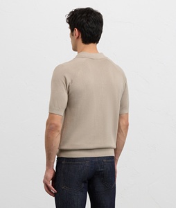 <span class=keywords><strong>Polo</strong></span> en maille tressée pour homme printemps-été, beige, coton, manches courtes, trois boutons, texture tissée, vente en gros OEM - Product Image 2