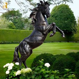 Buitenpark Tuin Gazon Decoratie Levensgroot Koper Bronzen Springend Paard Standbeeld - Product Image 5