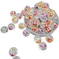 Perles acryliques lumineuses irisées à trou droit, motif vache des Highlands, perles rondes pour DIY stylos, bracelets, colliers, bijoux, perles en vrac