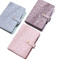 Carnet/Agenda A6 en tissu à motif cœur, rechargeable, à 6 anneaux, avec fermeture à bouton-pression, pour l'école ou l'organisation