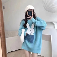 Huachao nouveaux vêtements dessin animé tricot col rond sweat à capuche pour femme surdimensionné à manches longues pull femmes pull pull