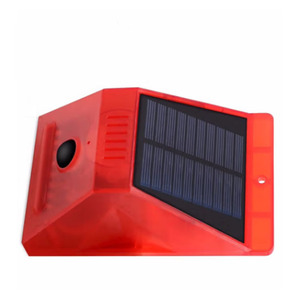 Alarme sonore et lumineuse à énergie solaire avec capteur infrarouge, dispositif d'avertissement de sécurité extérieur, corps en plastique de couleur rouge - Product Image 3