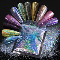 Poudre de paillettes holographiques argentées en polyester colorée en gros pour nail art et cheveux, en vrac, 1 kg