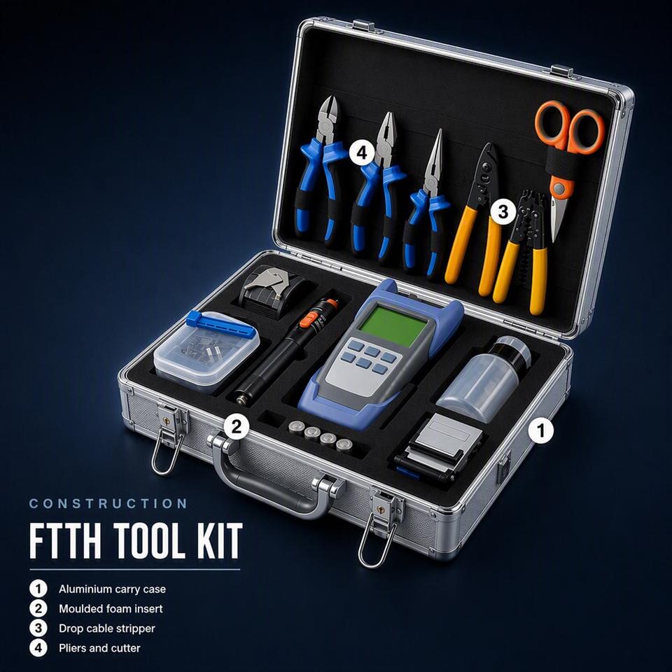 Field Reporter Sample FTTH Fiber Optic Tool Kit Drop Cable Stripper Cutter and Pliers Set for ...