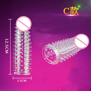 Großhandel 5-teiliges Set <span class=keywords><strong>Super</strong></span> Qualität Weiche Silikon Kristall Wieder verwendbare Silikon hülle Sexspielzeug für männliche tragbare Dildo Kondom - Product Image 4