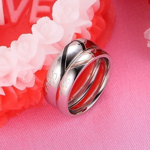 Anillos de Pareja en Forma de Corazón de Acero de Titanio, Anillos de Promesa Minimalistas, Resistentes al Agua y a la Decoloración, Apilables, para Boda - Product Image 6
