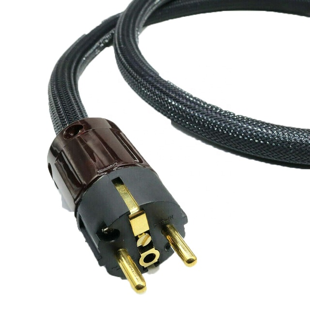 Connector 4N OFC HIFI Audio Power Cable Cord Gold Plated US/EU/UK Plug IEC Connector