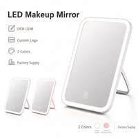 Espejo de Maquillaje Plegable con Luces LED, Espejo Cosmético Portátil de Escritorio, Espejo de Viaje, Proveedor de Fábrica OEM ODM, Venta al Por Mayor