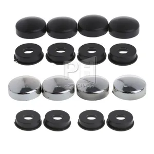 ABS Chrome License Plate Frame Screw Nut Caps+Bolt Cover Set For Car Truck