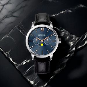 Reloj de Cuarzo Cronógrafo de Lujo para Hombre, Diseño de Estrella y Luna, Nueva Correa de Cuero de 18 mm, 42 mm, Moderno, Mehed Vaatavad Herrenuhr - Product Image 3