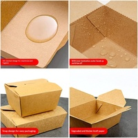 Boîte à bento rectangulaire jetable en papier kraft laminé de qualité alimentaire, résistante à l'huile, pour le déjeuner, les salades, le poulet frit, le barbecue et les plats à emporter
