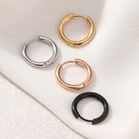 Pendientes de Aro Huggie Anodizados de Acero Inoxidable 316L de 2.5mm, Antideslustre, Sencillos para Uso Diario, para Cartílago