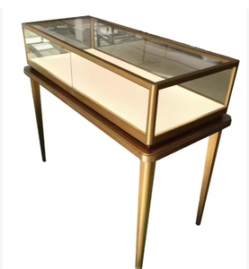 Vitrina <span class=keywords><strong>de</strong></span> Vidrio Transparente <span class=keywords><strong>de</strong></span> Lujo <span class=keywords><strong>de</strong></span> Alta Gama, Exhibidor <span class=keywords><strong>de</strong></span> Joyas, Relojes, Jade y Antigüedades en Acero Inoxidable Dorado y Plateado, Personalizable - Product Image 6