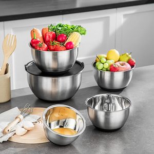Ensemble de bols à salade en acier inoxydable avec râpe et couvercle, finition polie, respectueux de l'environnement, sans danger pour les aliments, vaisselle 5 pièces - Product Image 3