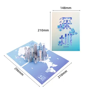 Winpsheng Design Souvenir Laser Cutting 3D Famous Building Custom Pop-up Greeting Card