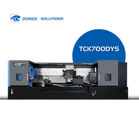 Tour CNC à double broche robuste DONGS avec commande FANUC, 4 axes, lit incliné, centre de tournage horizontal et tourelle motorisée