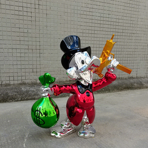 Escultura de Pato Scrooge de Diseño Personalizado para Decoración de Interiores, Esculturas de Pato, Escultura de Resina Galvanizada - Product Image 1