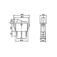 Interrupteur à bascule KCD3 15A 250V 20A 125VAC 3 broches 2 positions marche/arrêt avec voyant rouge 15x32mm
