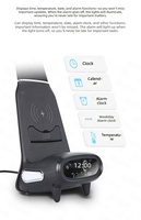 Réveil intelligent avec lampe de bureau LED flexible et lumière de lecture protectrice pour les yeux, idéal pour la lecture, recharge USB