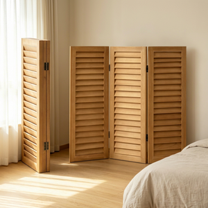 Wooden <b>Folding</b> <b>Room</b> <b>Divider</b> 3 Panels Handcrafted Bohemian Design Opaque Privacy Screen Multi-Functional Foldable Frame Structure - Product Image 1