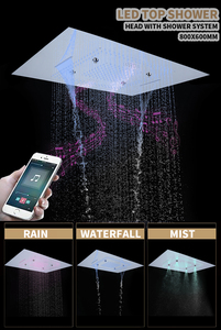 LED Music <strong>Shower</strong> Head Remote <strong>Control</strong> 60x80cm Misty Waterfall Rainfall Ceiling Bathroom Thermostatic <strong>Shower</strong> Faucet with Body Jet - Product Image 2