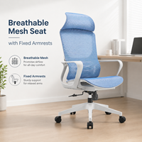 Silla de Oficina Ergonómica de Malla con Reposacabezas Fijo, Silla Giratoria Ejecutiva para Computadora, Muebles de Oficina para Uso en el Hogar