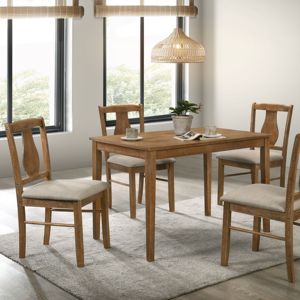 Juego de comedor de 5 piezas de roble degradado moderno DB, muebles para el hogar contemporáneos con asiento tapizado y madera MDF para mesa de centro - Product Image 1