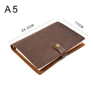 Custom A5 Vintage Crazy Horse Leather Planner 100-Sheet Simple Business Loose-Leaf Notebook with Snap-Button A3 Size Stationery - Product Image 6
