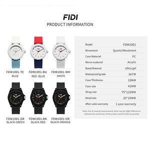 FIDI Multicolor Silicone Strap Quartz Watch Minimalist Casual 30M Waterproof Analog Wristwatch For Men Women Students Watch - Product Image 3