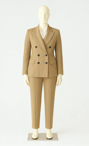 Women’s Beige <b>Wool</b> Double Breasted Suit Elegant Tailored Blazer and Slim <b>Pants</b> Set Premium Formal Office Wear Business Outfit - Product Image 2