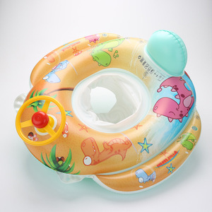 Baby Dinosaur Swimming Ring Thickened Steering Wheel Seat For 0-3 Years Old Child Round PVC <b>Inflatable</b> <b>Float</b> With Printed - Product Image 1