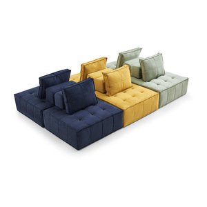 Sofá Seccional Moderno de <span class=keywords><strong>Una</strong></span> <span class=keywords><strong>Plaza</strong></span> con Acabado en Cuero, Forma Rectangular, Madera para Sala de Estar, Hoteles, Villas - Product Image 1