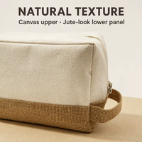 Pochette cosmétique en toile de coton naturel et en jute de grande capacité pour femmes, sac à fermeture éclair avec logo personnalisé pour la peinture et la personnalisation